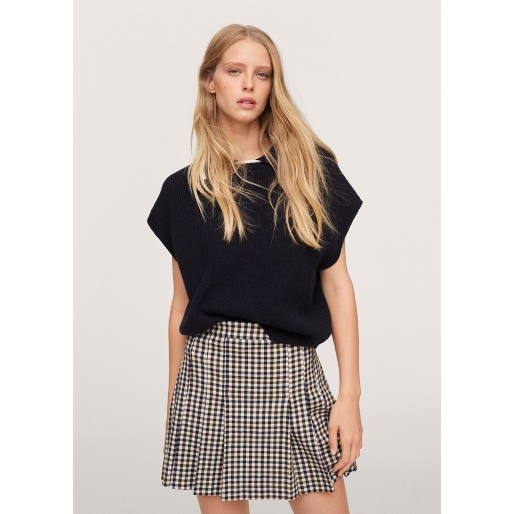 MANGO checked plaid pleated mini skirt size S